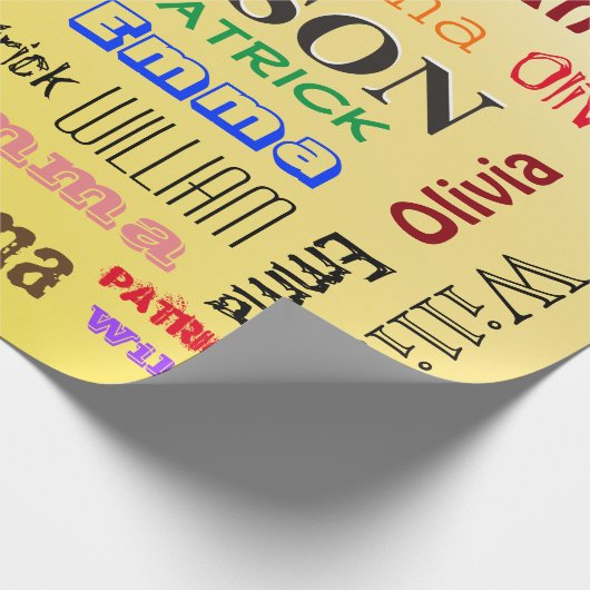Familienaam ♠️ oogverblindend Word Cloud Wrapping  Cadeaupapier (Hoek)