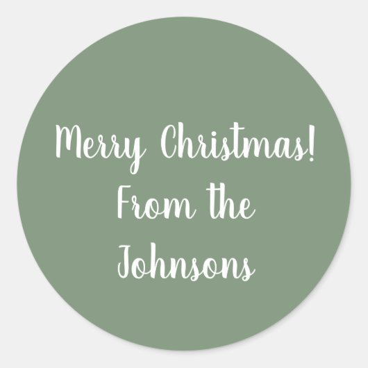 Familienaam | Op maat gemaakt salgroene kerstgroet Ronde Sticker (Voorkant)