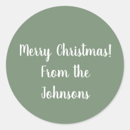 Familienaam | Op maat gemaakte saliegroene kerstmi Ronde Sticker