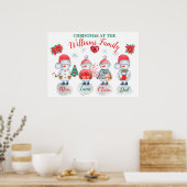 Familienaam op maat voor kerstmis, sneeuwman poster (Keuken)