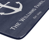 Familienaam op Nautisch Blauw en Wit Snijplank (Hoek)