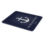 Familienaam op Nautisch Blauw en Wit Snijplank (Hoek)