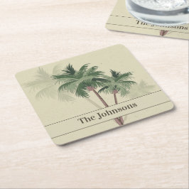 Familienaam op  palmbomen kartonnen onderzetters