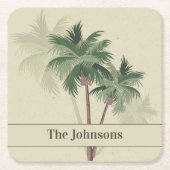 Familienaam op  palmbomen kartonnen onderzetters (Voorkant)