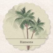 Familienaam op  palmbomen Scallop Kartonnen Onderzetters (Voorkant)