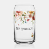 Familienaam op Rode Gouden Pioenrozen Bloemendrupp Blikvorm Glas (Voorkant)