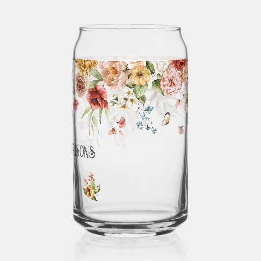 Familienaam op Rode Gouden Pioenrozen Bloemendrupp Blikvorm Glas (Links)