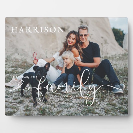 Familienaam Oprichtingsdatum | Foto & Typografie Fotoplaat (Voorkant)