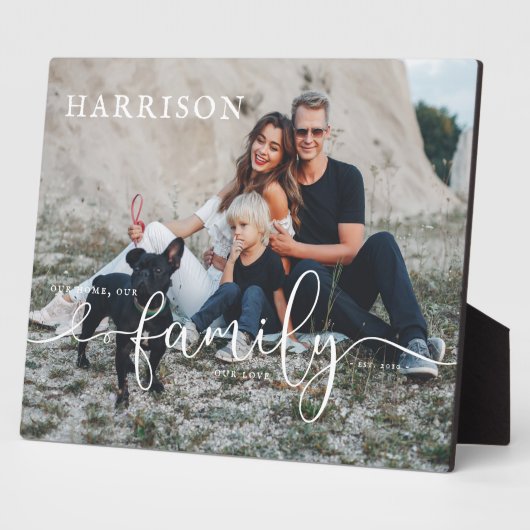 Familienaam Oprichtingsdatum | Foto & Typografie Fotoplaat (Zijkant)