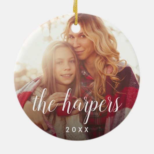 Familienaam Overlay | Foto Keramisch Ornament (Achterkant)