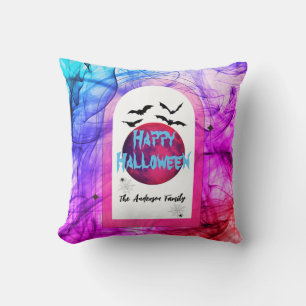 Familienaam Paarse Roze Modern Happy Halloween Kussen