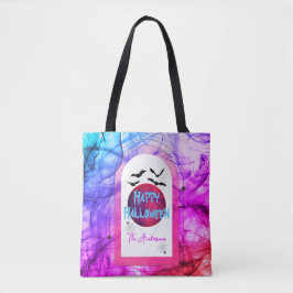 Familienaam Paarse Roze Vleermuis Modern Happy Hal Tote Bag
