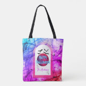 Familienaam Paarse Roze Vleermuis Modern Happy Hal Tote Bag (Achterkant)