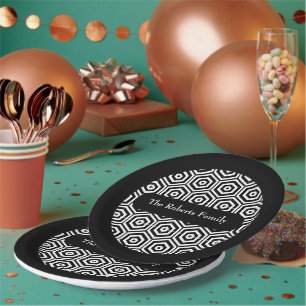 Familienaam Partij Borden Hexagon Pattern Papieren Bordje