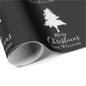 Familienaam personaliseren | Zwarte witte kerst Cadeaupapier (Rol Hoek)