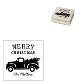Familienaam Pine Tree Vrachtwagen Kerst Rubberstempel (Gestempeld)