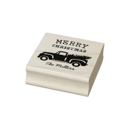 Familienaam Pine Tree Vrachtwagen Kerst Rubberstempel