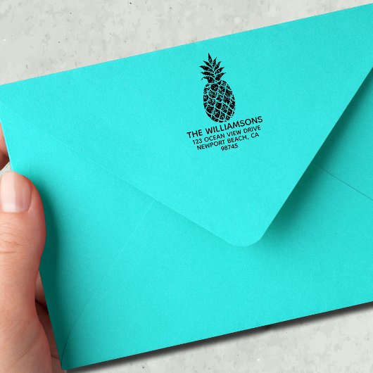 Familienaam Pineappel Return Address Zelfinktende Stempel