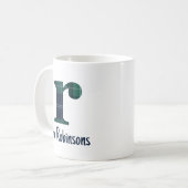 Familienaam Plaid kleine letter r Initiaal Koffiemok (Voorkant links)