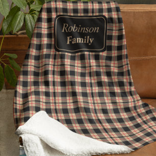 Familienaam Plaid Sherpa Blanket Deken
