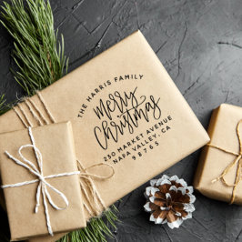 Familienaam, prettig kerstfeest- en retouradres zelfinktende stempel