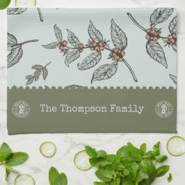 Familienaam professioneel grafisch kunstwerk retro theedoek