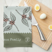 Familienaam professioneel grafisch kunstwerk retro theedoek (Quarter Fold)