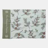 Familienaam professioneel grafisch kunstwerk retro theedoek (Horizontaal)