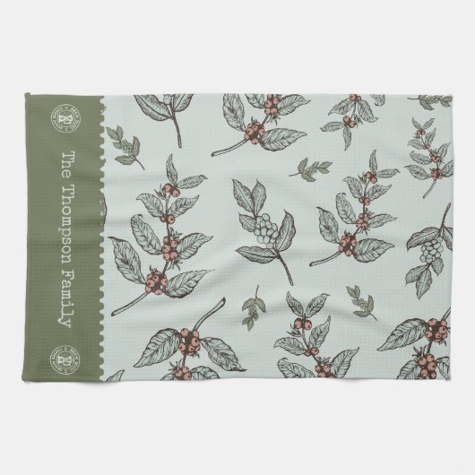 Familienaam professioneel grafisch kunstwerk retro theedoek (Horizontaal)