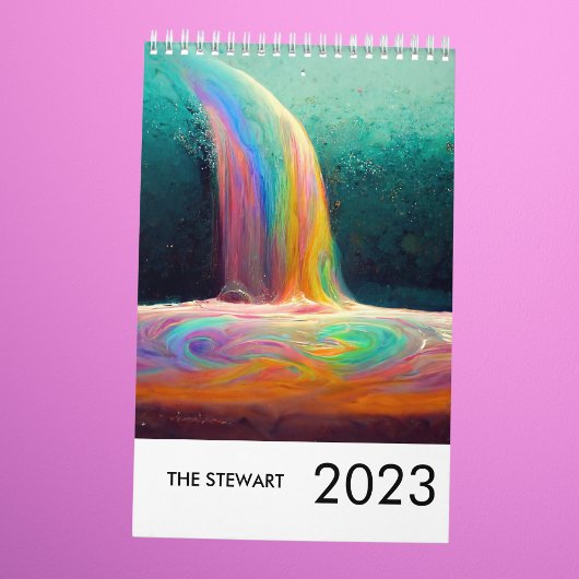 Familienaam Rainbow Minimalist 2023 Pastel Chic Kalender