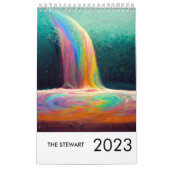 Familienaam Rainbow Minimalist 2023 Pastel Chic Kalender (Hoes)