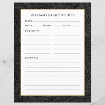 Familienaam recept pagina | Vintage Zwart Bloemmot