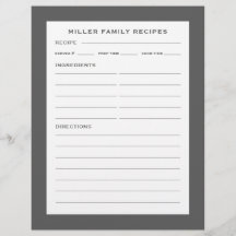 Familienaam Recipe Invoegen | Eenvoudig grijs en w