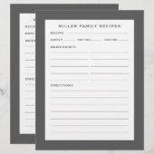 Familienaam Recipe Invoegen | Eenvoudig grijs en w (Voorkant / Achterkant)