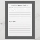 Familienaam Recipe Invoegen | Eenvoudig grijs en w (Achterkant)