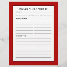 Familienaam Recipe Invoegen | Rood zwart/wit