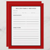 Familienaam Recipe Invoegen | Rood zwart/wit (Voorkant / Achterkant)