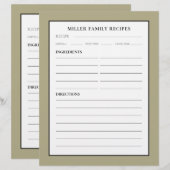 Familienaam Recipe Invoegen | Sage Black & White (Voorkant / Achterkant)