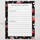 Familienaam Recipe Invoegen | Zwarte en rode keuke (Voorkant)