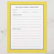 Familienaam Recipes | Eenvoudig modern geel en gri