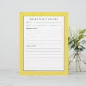 Familienaam Recipes | Eenvoudig modern geel en gri (Staand voorkant)