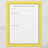 Familienaam Recipes | Eenvoudig modern geel en gri (Achterkant)
