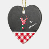 Familienaam Red Plaid Reindeer Chalkboard Keramisch Ornament (Links)