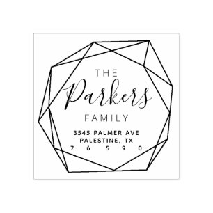 Familienaam Retouradres Dimond logo Zelfinkt Rubberstempel