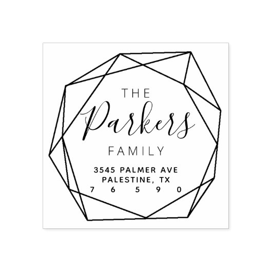 Familienaam Retouradres Dimond logo Zelfinkt Rubberstempel (Afrduk)