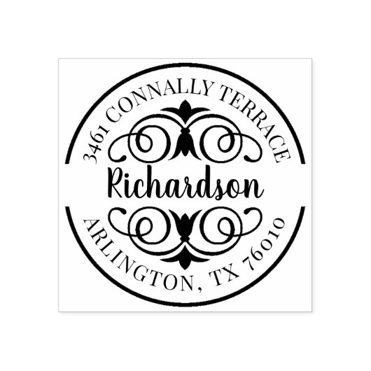 Familienaam Retouradres Elegant Script Rubberstempel (Afrduk)
