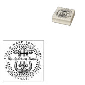 Familienaam Retouradres | Elegante  harp Rubberstempel (Gestempeld)