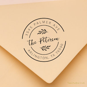 Familienaam Retouradres Eucalyptus Rond Logo Rubberstempel