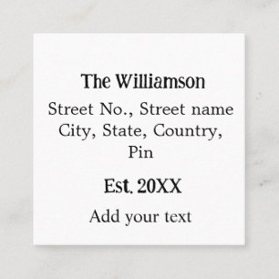 Familienaam Retouradres Naam toevoegen Datum Jaar Vierkante Visitekaartje