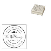 Familienaam Retouradres rond logo, Kerstmis Rubberstempel (Gestempeld)